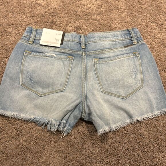Kancan denim frayed shorts. Distressed ! Light blue mid rise stretchy!!! - Picture 2 of 10